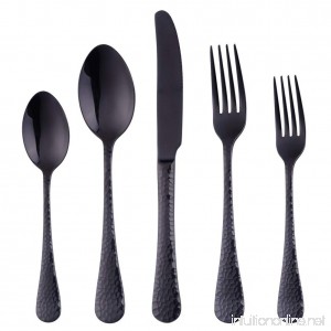 Bisda 5-Piece Black Silverware Flatware Set Service for 1 Stainless Steel Cutlery Set include Dinner Knife Table Fork Table Spoon Salad Fork Tea spoon for Wedding Dishwasher Safe … - B07D6MYTQV